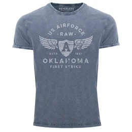 Print-Shirt Herren Vintage Shirt Print US Airforce Oklahoma Aviator Used Look mit Print