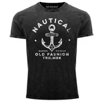 Neverless Print-Shirt Herren Vintage Shirt Anker Motiv Dunkelgrau/Dunkelblau/Grau/Schwarz/Dunkelgrün
