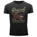 Neverless Print-Shirt Herren Vintage Shirt US Airforce Army Motiv Spitfire Flugzeug Dunkelgrau/Grau