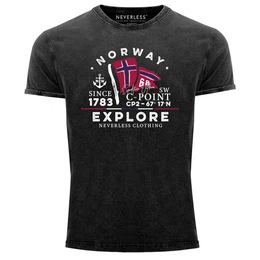 Print-Shirt Herren Vintage Shirt Norway Explore norwegische Flagge Norwegen mit Print