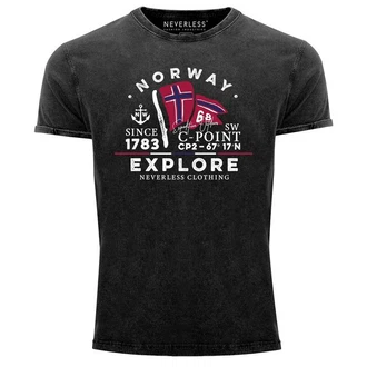 Neverless Herren Print-Shirt Norway Explore Norwegen