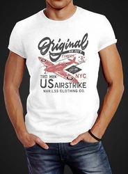 Neverless Print-Shirt Herren T-Shirt US Airforce Army Motiv Spitfire Flugzeug Vintage Motiv Weiß/Grau/Dunkelgrau