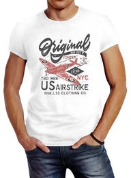Print-Shirt Herren T-Shirt US Airforce Army Motiv Spitfire Flugzeug Vintage Motiv mit Print