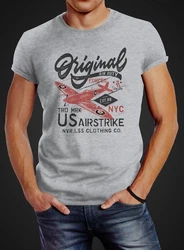 Neverless Print-Shirt Herren T-Shirt US Airforce Army Motiv Spitfire Flugzeug Vintage Motiv Dunkelgrau/Hellgrau/Grau