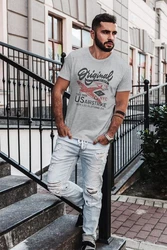 Neverless Print-Shirt Herren T-Shirt US Airforce Army Motiv Spitfire Flugzeug Vintage Motiv Dunkelgrau/Hellgrau/Grau