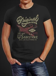 Neverless Print-Shirt Herren T-Shirt US Airforce Army Motiv Spitfire Flugzeug Vintage Motiv Dunkelgrau/Grau