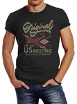 Neverless Print-Shirt Herren T-Shirt US Airforce Army Motiv Spitfire Flugzeug Vintage Motiv Dunkelgrau/Grau