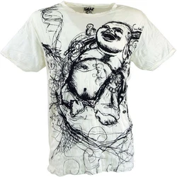 Guru-Shop T-Shirt Sure Herren T-Shirt Happy Buddha weiß