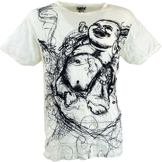 Guru-Shop T-Shirt Sure Herren T-Shirt Happy Buddha weiß Guru-Shop T-Shirt Sure Herren T-Shirt Happy Buddha weiß