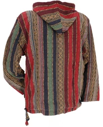 Guru-Shop Sweater Goa Kapuzenshirt Baja Hoodie Beige/Mischfarben/Rot/Dunkelrot/Gelb/Bordeaux