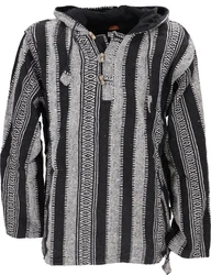 Guru-Shop Sweater Goa Kapuzenshirt Baja Hoodie Creme/Beige/Schwarz/Braun/Grau