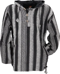 Guru-Shop Sweater Goa Kapuzenshirt Baja Hoodie Creme/Beige/Schwarz/Braun/Grau