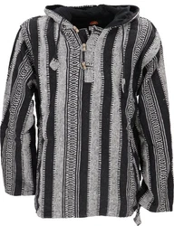 Guru-Shop Sweater Goa Kapuzenshirt Baja Hoodie Creme/Beige/Schwarz/Braun/Grau