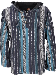 Guru-Shop Sweater Goa Kapuzenshirt Baja Hoodie Blau/Dunkelblau/Beige/Lila