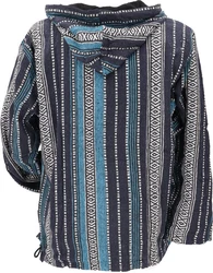 Guru-Shop Sweater Goa Kapuzenshirt Baja Hoodie Blau/Dunkelblau/Beige/Lila