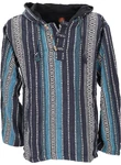 Guru-Shop Sweater Goa Kapuzenshirt Baja Hoodie Blau/Dunkelblau/Beige/Lila