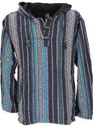 Guru-Shop Sweater Goa Kapuzenshirt Baja Hoodie Blau/Dunkelblau/Beige/Lila