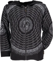 Guru-Shop Strickjacke Goa Jacke Sweatshirt Jacke schwarz
