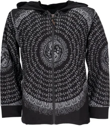 Guru-Shop Strickjacke Goa Jacke Sweatshirt Jacke schwarz