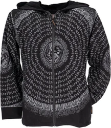 Guru-Shop Strickjacke Goa Jacke Sweatshirt Jacke schwarz