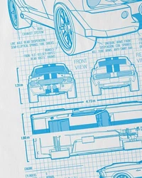 style3 T-Shirt GT500 Eleanor Mustang Muscle Car Bullit Shelby Pony Ford McQueen Blau/Weiß/Hellblau