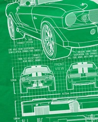 style3 T-Shirt GT500 Eleanor Mustang Muscle Car Bullit Shelby Pony Ford McQueen Dunkelgrün/Grün/Neonfarben