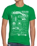 style3 T-Shirt GT500 Eleanor Mustang Muscle Car Bullit Shelby Pony Ford McQueen Dunkelgrün/Grün/Neonfarben