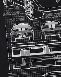 style3 T-Shirt GT500 Eleanor Mustang Muscle Car Bullit Shelby Pony Ford McQueen Schwarz/Blau