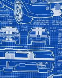 style3 T-Shirt GT500 Eleanor Mustang Muscle Car Bullit Shelby Pony Ford McQueen Blau/Dunkelblau