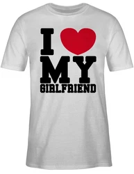 Shirtracer T-Shirt I love my Girlfriend Grau/Grün/Weiß/Silber/Dunkelgrau