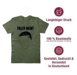 Shirtracer T-Shirt Toller Hecht Angler Geschenke Dunkelgrün/Grau