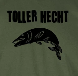 Shirtracer T-Shirt Toller Hecht Angler Geschenke Dunkelgrün/Grau