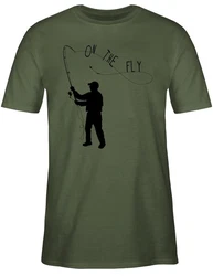 Shirtracer T-Shirt Fishing On the Fly Angler Geschenke Dunkelgrün