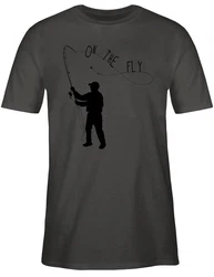 Shirtracer T-Shirt Fishing On the Fly Angler Geschenke Dunkelgrün/Grau/Blau/Dunkelgrau/Hellgrau