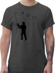 Shirtracer T-Shirt Fishing On the Fly Angler Geschenke Dunkelgrün/Grau/Blau/Dunkelgrau/Hellgrau