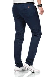 Maurelio Modriano Herren Designer Chino Stoff Hose Chinohose MM015 Dunkelblau (MM-015)