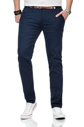 Maurelio Modriano Herren Designer Chino Stoff Hose Chinohose MM015 Dunkelblau (MM-015)