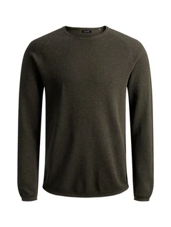 JACK & JONES JJEHILL Knit Crew Neck Pullover marine/oliv/wei JACK & JONES JJEHILL Knit Crew Neck Pullover marine/oliv/wei