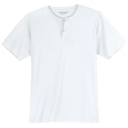 Rundhalsshirt Groe Gren Herren Knopfleisten T-Shirt wei Serafino