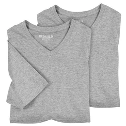 V-Shirt Groe Gren T-Shirts V-Ausschnitt grau melange Doppelpack