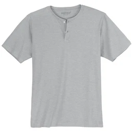 Rundhalsshirt Groe Gren Herren T-Shirt grau melange Knopfleiste