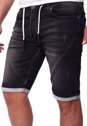 Jeansshorts Jeans Shorts Herren Kurze Hosen Sommer - Sweathose in Jeansopti Jeans-Shorts Sweatjeans Jeansbermudas Stretch Jeans-Hose