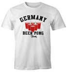 MoonWorks Print-Shirt Herren T-Shirt Germany Beer Pong Team Bier Fun-Shirt Rosa/Lila/Rot/Beige/Grau