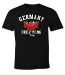 MoonWorks Print-Shirt Herren T-Shirt Germany Beer Pong Team Bier Fun-Shirt Dunkelrot/Lila/Rot/Rosa/Bordeaux/Braun