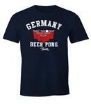 MoonWorks Print-Shirt Herren T-Shirt Germany Beer Pong Team Bier Fun-Shirt Dunkelblau/Lila/Dunkelrot/Rot