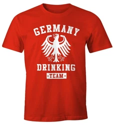 MoonWorks Print-Shirt Deutschland Herren T-Shirt Germany Drinking Team Bier Adler Fun-Shirt Dunkelrot/Rot/Braun