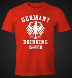 MoonWorks Print-Shirt Deutschland Herren T-Shirt Germany Drinking Team Bier Adler Fun-Shirt Dunkelrot/Rot/Braun