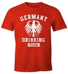 MoonWorks Print-Shirt Deutschland Herren T-Shirt Germany Drinking Team Bier Adler Fun-Shirt Dunkelrot/Rot/Braun