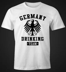 MoonWorks Print-Shirt Deutschland Herren T-Shirt Germany Drinking Team Bier Adler Fun-Shirt Beige/Creme/Dunkelrot/Grau