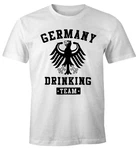 MoonWorks Print-Shirt Deutschland Herren T-Shirt Germany Drinking Team Bier Adler Fun-Shirt Beige/Creme/Dunkelrot/Grau